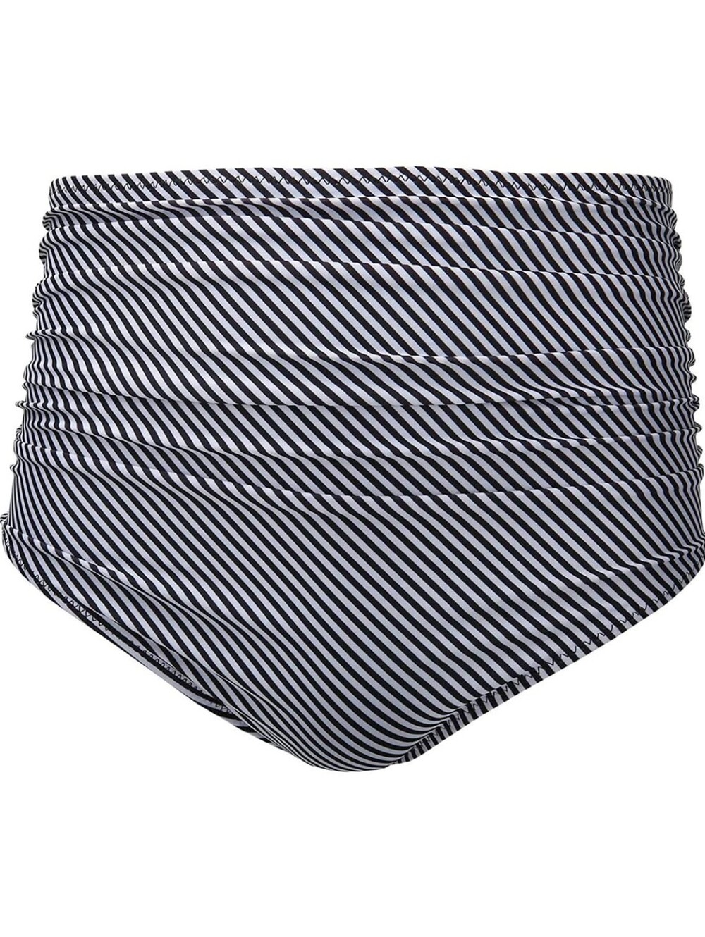 Tempt Me Women Retro High Waist Bikini Bottom Stripe Ruched Swim Brief, 18W